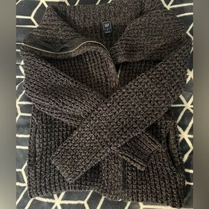 GAP Dark Grey Knit Zip-Up Sweater